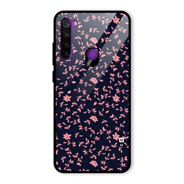 Pink Plant Design Glass Back Case for Redmi Note 8