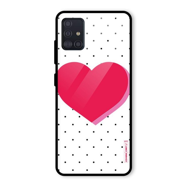 Pink Polka Heart Glass Back Case for Galaxy A51