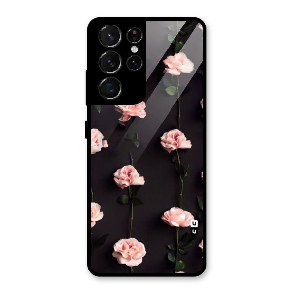Pink Roses Glass Back Case for Galaxy S21 Ultra 5G