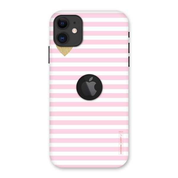 Pink Stripes Back Case for iPhone 11 Logo Cut