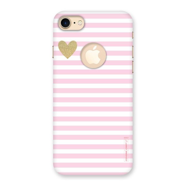 Pink Stripes Back Case for iPhone 7 Logo Cut
