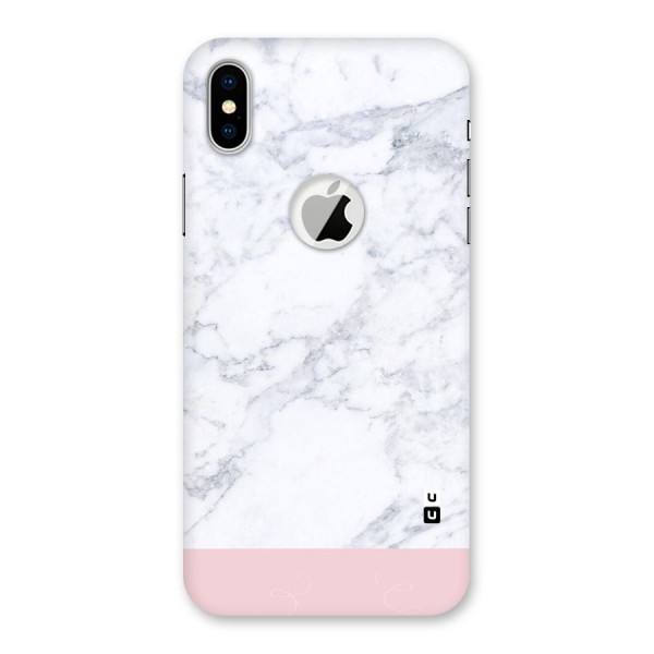 Pink White Merge Marble Back Case for iPhone XS Logo Cut