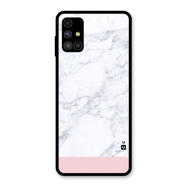 Pink White Merge Marble Glass Back Case for Galaxy M51