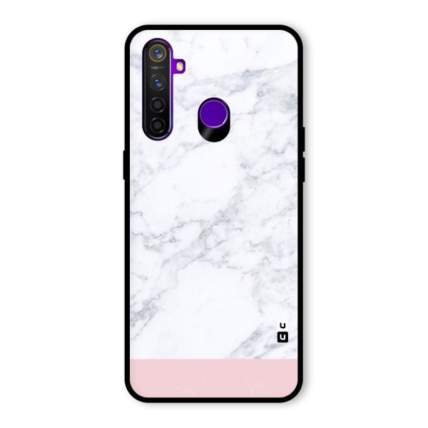 Pink White Merge Marble Glass Back Case for Realme 5 Pro