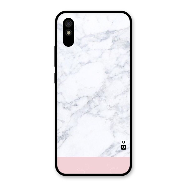 Pink White Merge Marble Glass Back Case for Redmi 9i
