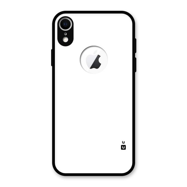 Plain White Glass Back Case for iPhone XR Logo Cut