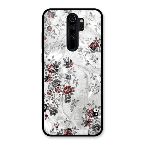 Pleasing Grey Floral Glass Back Case for Redmi Note 8 Pro