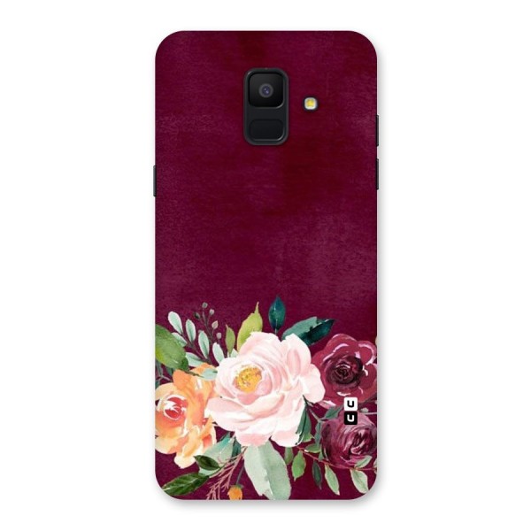 Plum Floral Design Back Case for Galaxy A6 (2018)