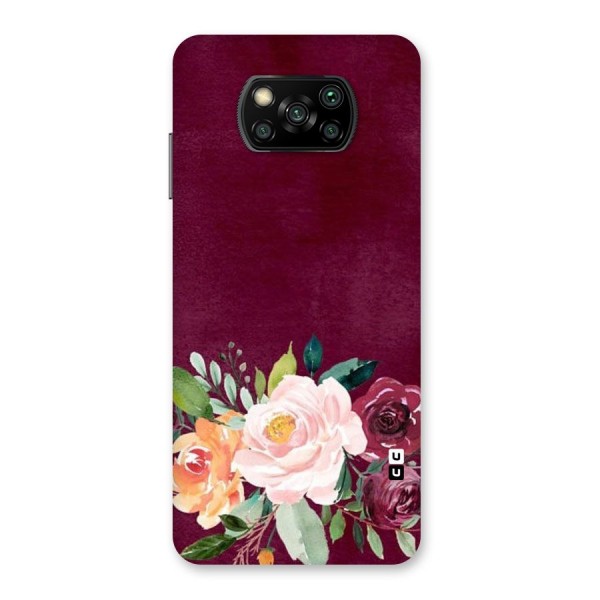 Plum Floral Design Back Case for Poco X3