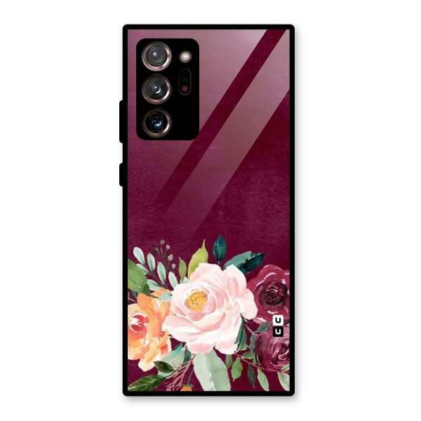 Plum Floral Design Glass Back Case for Galaxy Note 20 Ultra