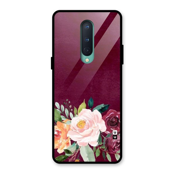 Plum Floral Design Glass Back Case for OnePlus 8