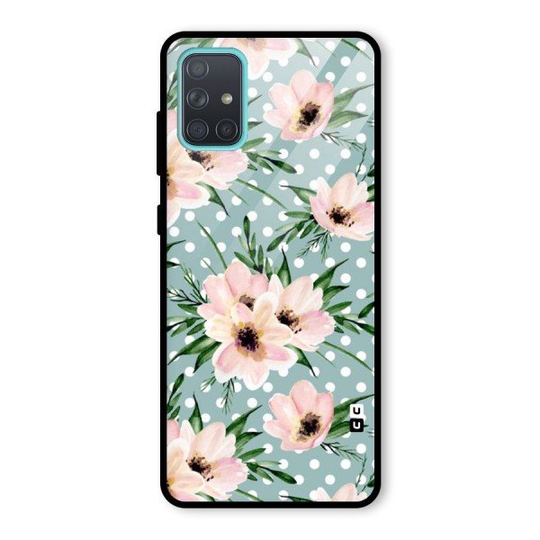 Polka Art Floral Glass Back Case for Galaxy A71
