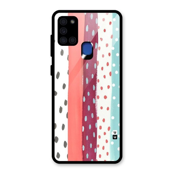 Polka Brush Art Glass Back Case for Galaxy A21s