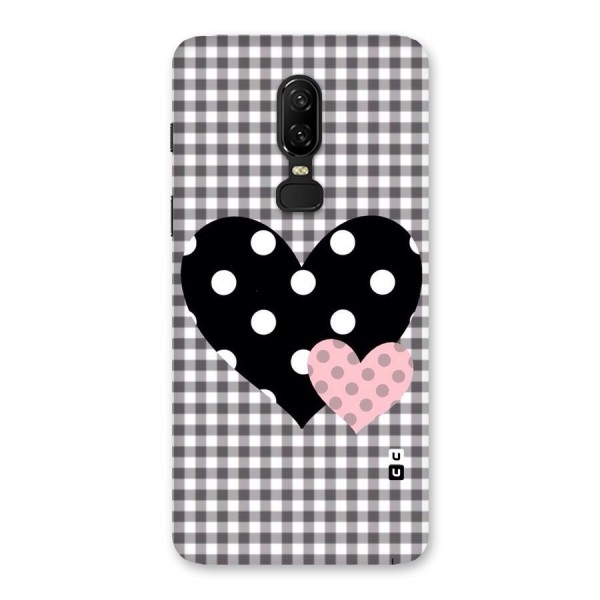 Polka Check Hearts Back Case for OnePlus 6