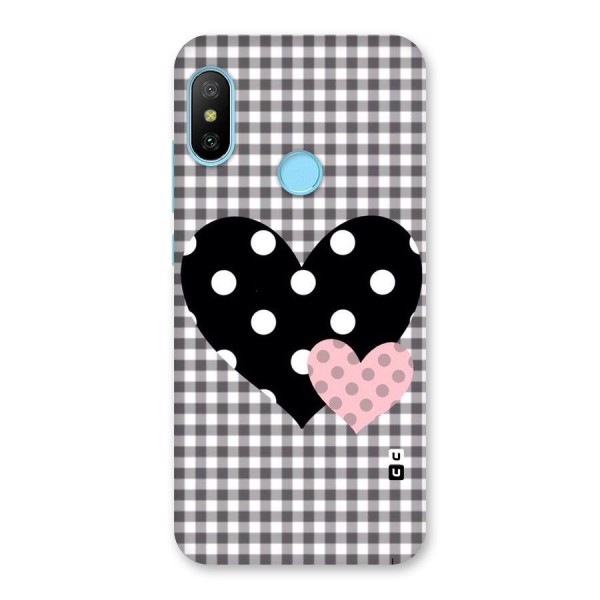 Polka Check Hearts Back Case for Redmi 6 Pro