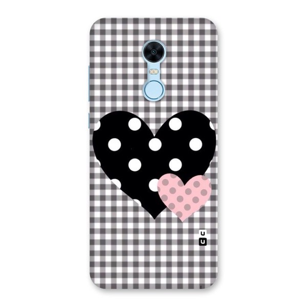 Polka Check Hearts Back Case for Redmi Note 5