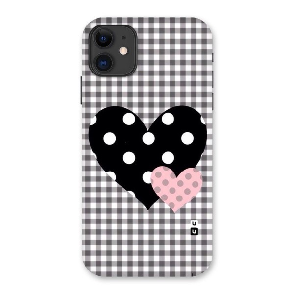 Polka Check Hearts Back Case for iPhone 11