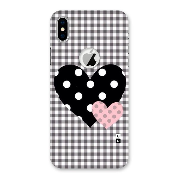 Polka Check Hearts Back Case for iPhone X Logo Cut