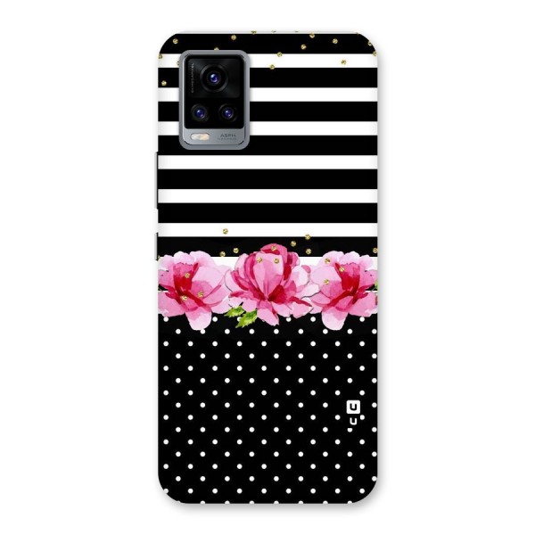 Polka Floral Stripes Back Case for Vivo V20