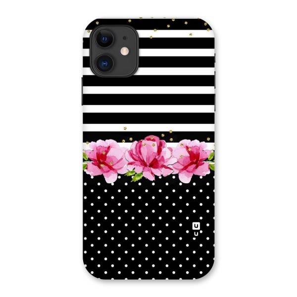 Polka Floral Stripes Back Case for iPhone 11