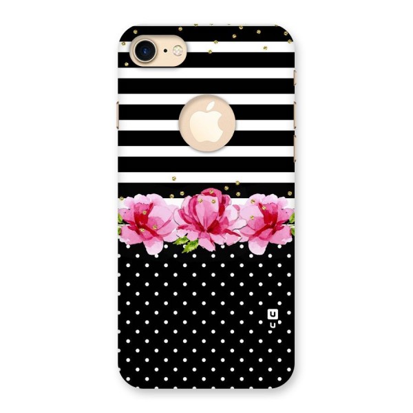 Polka Floral Stripes Back Case for iPhone 7 Logo Cut