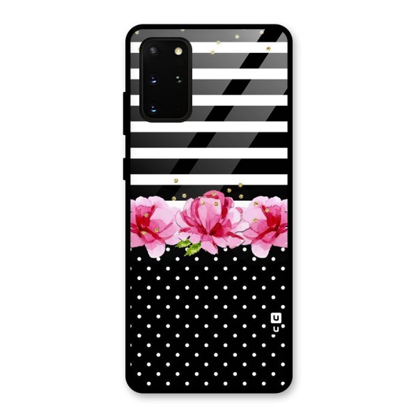 Polka Floral Stripes Glass Back Case for Galaxy S20 Plus