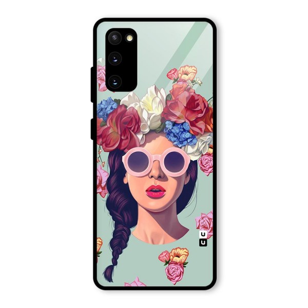 Pretty Girl Florals Illustration Art Glass Back Case for Galaxy S20 FE