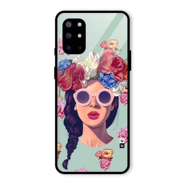 Pretty Girl Florals Illustration Art Glass Back Case for OnePlus 8T