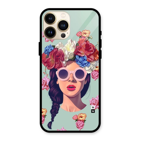 Pretty Girl Florals Illustration Art Glass Back Case for iPhone 13 Pro Max