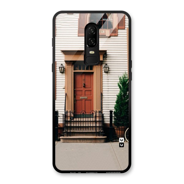 Pretty Orange Door Glass Back Case for OnePlus 6