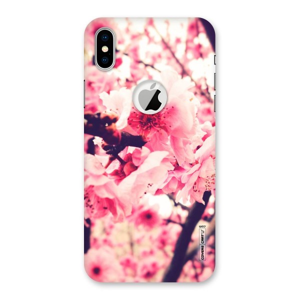 Pretty Pink Flowers Back Case for iPhone X Logo Cut