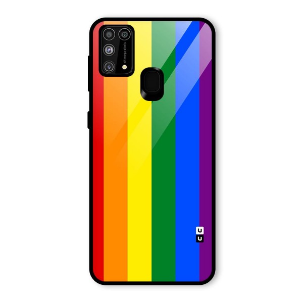 Pride Rainbow Stripes Glass Back Case for Galaxy M31