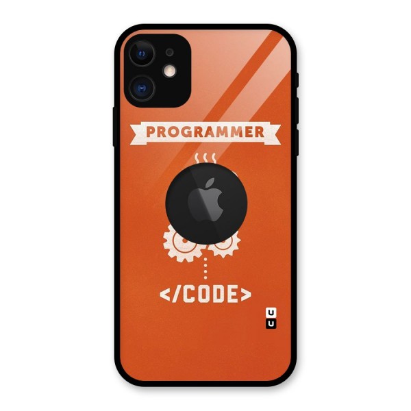 Programmer Coffee Code Glass Back Case for iPhone 11 Logo Cut