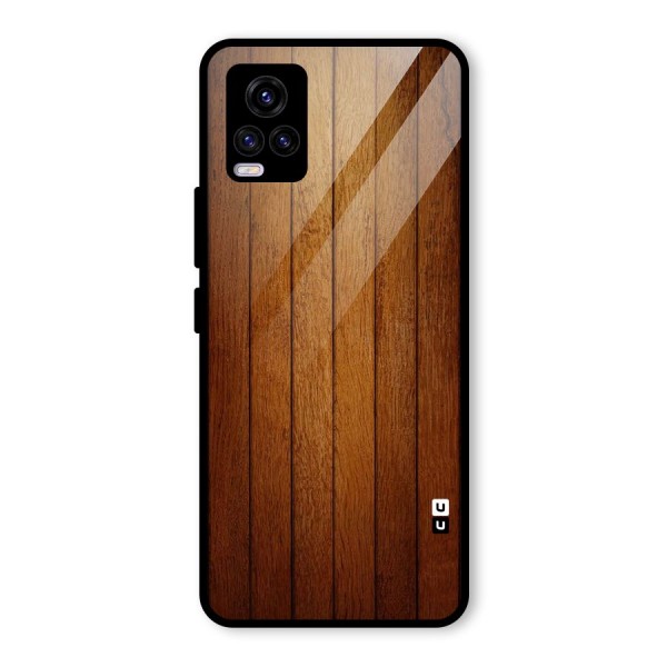 Proper Brown Wood Glass Back Case for Vivo V20