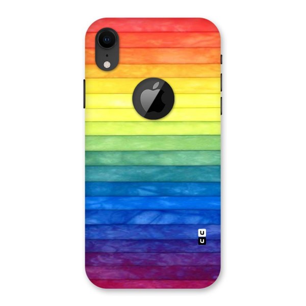 Rainbow Colors Stripes Back Case for iPhone XR Logo Cut