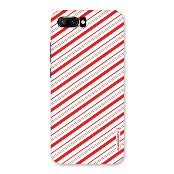 Red And White Diagonal Stripes Back Case for Honor 10