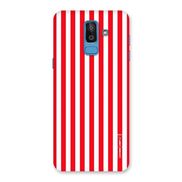 Red And White Straight Stripes Back Case for Galaxy On8 (2018)