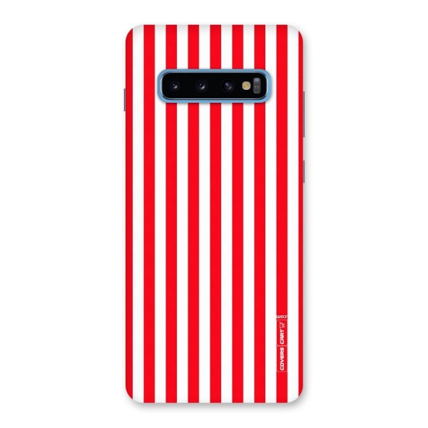 Red And White Straight Stripes Back Case for Galaxy S10 Plus