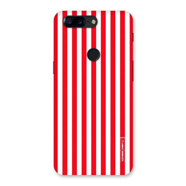 Red And White Straight Stripes Back Case for OnePlus 5T