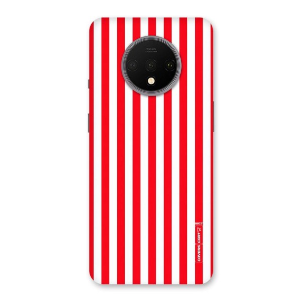 Red And White Straight Stripes Back Case for OnePlus 7T