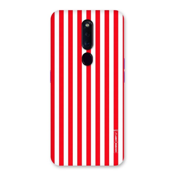 Red And White Straight Stripes Back Case for Oppo F11 Pro