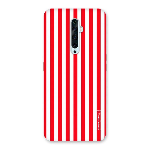 Red And White Straight Stripes Back Case for Oppo Reno2 F