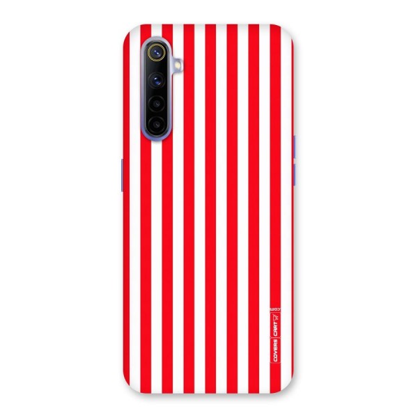 Red And White Straight Stripes Back Case for Realme 6