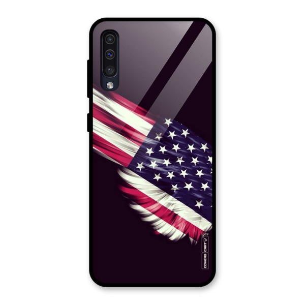 Red And White Stripes Stars Glass Back Case for Galaxy A30s
