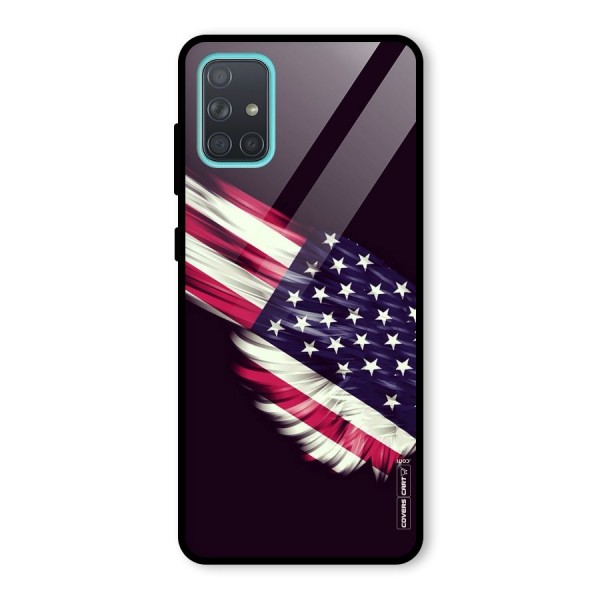 Red And White Stripes Stars Glass Back Case for Galaxy A71