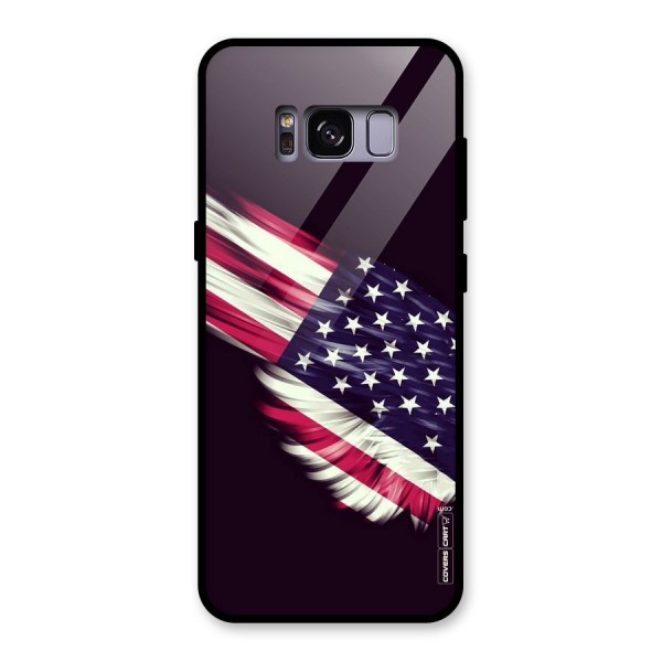 Red And White Stripes Stars Glass Back Case for Galaxy S8