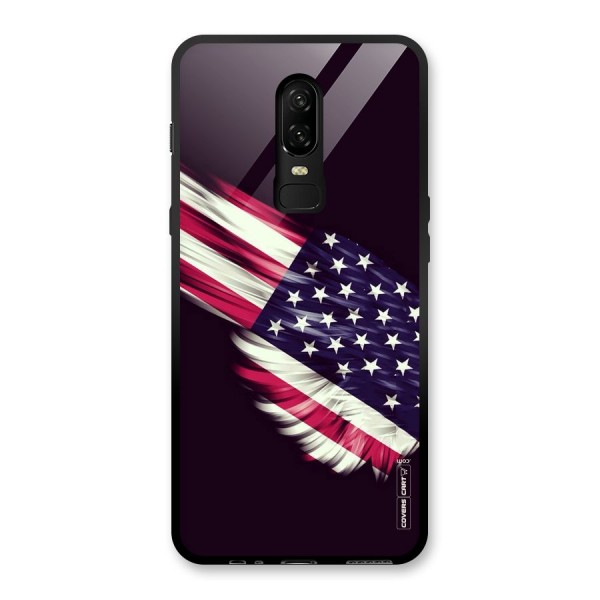 Red And White Stripes Stars Glass Back Case for OnePlus 6