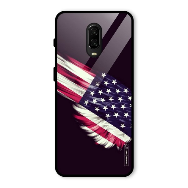 Red And White Stripes Stars Glass Back Case for OnePlus 6T
