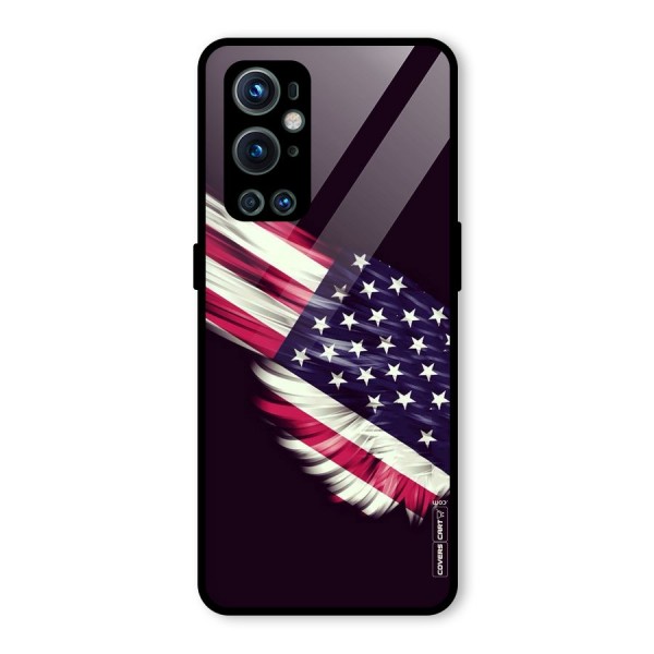 Red And White Stripes Stars Glass Back Case for OnePlus 9 Pro