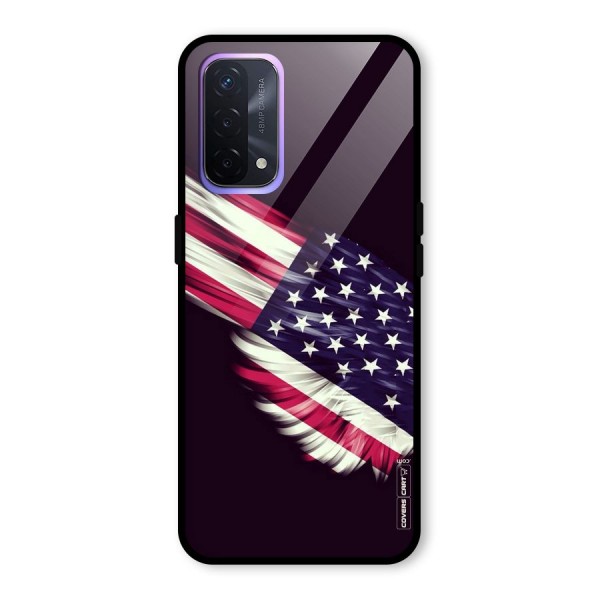 Red And White Stripes Stars Glass Back Case for Oppo A74 5G